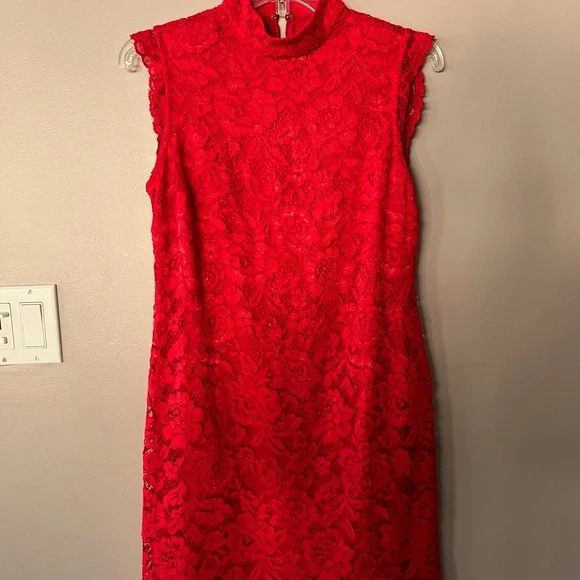 nicole miller red lace dress Nicole Miller Dresses | Nwt Size 6 New Nicole Miller Red Lace Dress | Color: Red | Size: 6